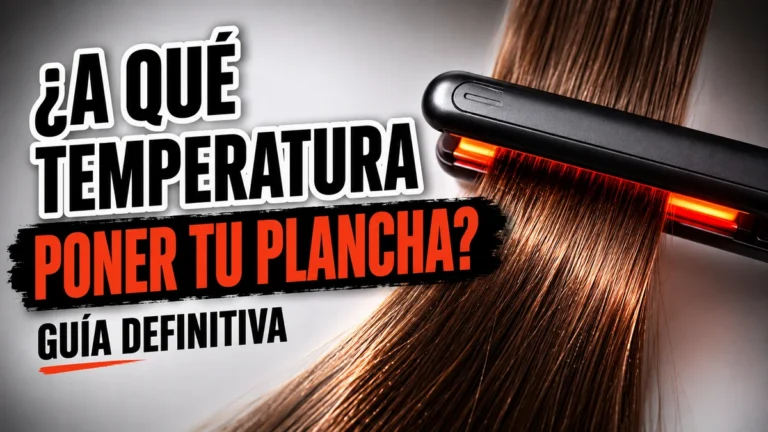 Plancha de pelo negra con las placas al rojo deslizándose por un mechón castaño largo y liso